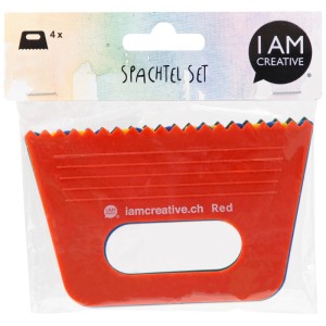 Set spatole I Am Creative, 4 spatole in plastica di vari colori e dentellature.