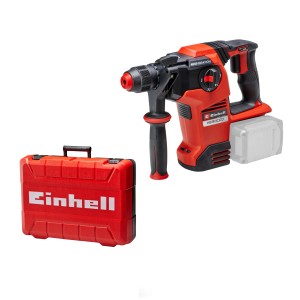 Perforateur burineur sans fil Einhell Herocco 36/28 dans sa mallette. Design rouge et noir. Batterie non incluse.