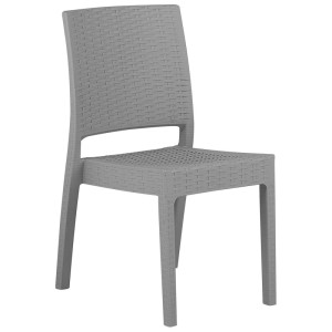 Set di sedie da giardino Beliani Fossano, 2 sedie in plastica grigio chiaro effetto rattan.