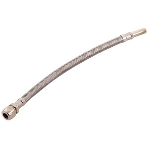 Tuyau de raccordement flexible, 10 x 300 mm, en acier inoxydable pour installation d'eau potable.