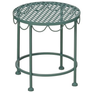 Tavolino portapiante verde Marseille di Mica Decorations in ferro, altezza 27 cm, Ø 25 cm.