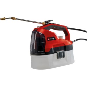 Einhell GE-WS 18/35 Li-Solo: irroratrice a batteria rossa con lancia e serbatoio trasparente.