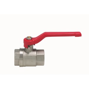 Robinet à boisseau sphérique chromé mat 18,6 mm (Rp 1/2) IG avec levier rouge pour raccords et accouplements.