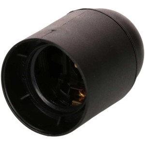 Douille de lampe E27 noire lisse avec filetage M10 x 1 pour installation de lampe.