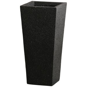 Pot de fleurs conique Calais, anthracite, 32x32x64,5 cm, en fibre d'argile pour l'extérieur.