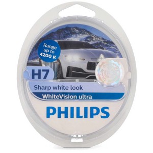Lampada faro Philips WhiteVision ultra H7 (2 pz) per auto elettrica.