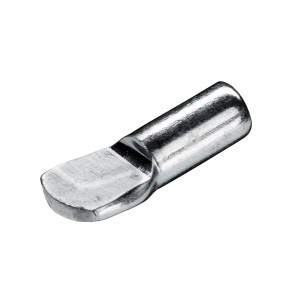 Support d'étagère cuillère zingué pour étagères, acier, gros plan.