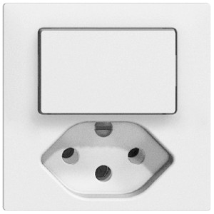 Interruttore combinato Feller Kleinkombi EdizioDue Schema 3/T13 bianco con inserto e placca frontale.