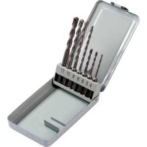 Set di punte per trapano per cemento LUX Comfort SDS-Plus, 7 pezzi in custodia metallica.