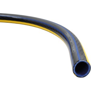 Tuyau d'arrosage LUX-TOOLS PRO, 32 mm, au mètre, jaune/bleu, flexible et résistant au pliage.