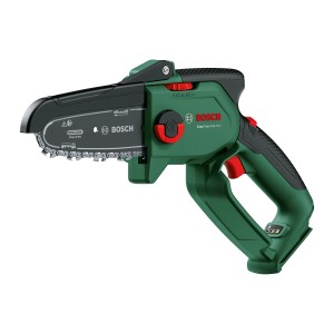Élagueuse à batterie Bosch EasyChain 18V-15-7 (sans batterie). Tronçonneuse à batterie compacte en vert.