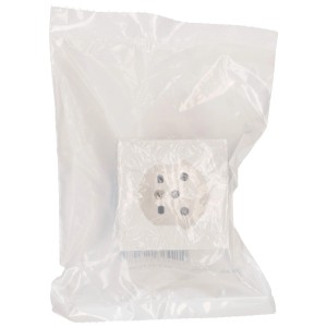 Prise Hager Kallysto, simple, insert T15, plaque frontale, blanc, emballée.
