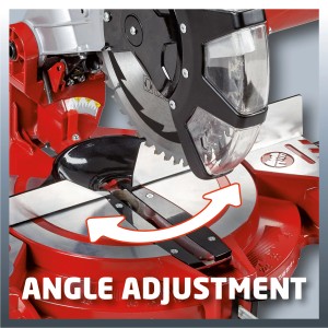 Scie à onglet Einhell TC-MS 2513 L : Gros plan sur le réglage de l'angle.