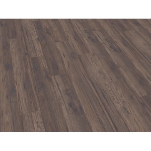 Dunkler Laminatboden in Hickory Valley Optik, geeignet für Wohn- und Gewerberäume.