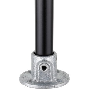 Piastra base rotonda, zincata argento, per tubo in acciaio (Ø 2,7 cm) per costruzione mobili.