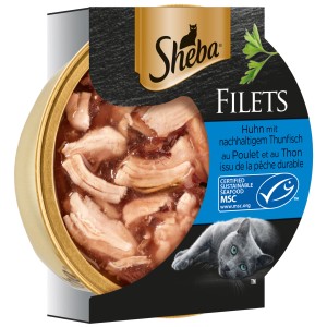 Sheba Filets Huhn mit Thunfisch, 60g Schale Katzen-Nassfutter.