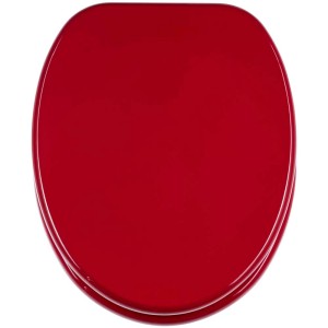 Abattant WC rouge Diaqua Bilbao en MDF avec fermeture amortie, vue de dessus.