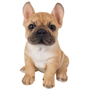 Beiger Vivid Arts Golden-Bulldog-Welpe als Gartendeko, 16x10,7x14,2cm.