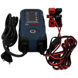 Chargeur de batterie Bosch C40-Li avec câbles et pinces pour batteries 6V/12V.