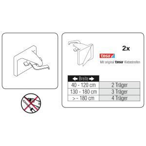 Set supporti adesivi Gardinia per tende in alluminio, montaggio senza trapano con strisce adesive Tesa.
