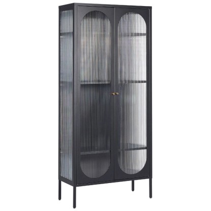 Beliani Vitrine Foxton métal Noir (HxlxP) 181 x 80 x 35 cm