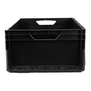 Boîte de rangement noire Eurobox-System à paroi pleine, 22x40x60 cm, pour un rangement modulaire.