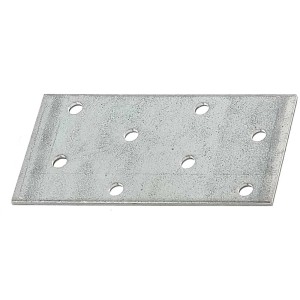 Connecteur plat, acier galvanisé Sendzimir, 80x40 mm, avec 8 trous pour assemblage bois.