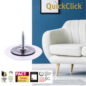 Wagner QuickClick patins, lot de 12, Ø 25mm, noir-gris. Patins pour meubles pour sols rugueux.