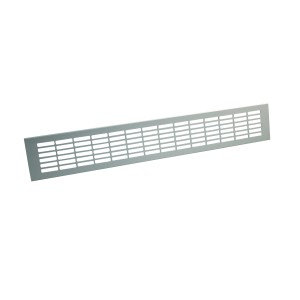Grille d'aération Marley, aluminium mat, avec perforations rectangulaires pour une ventilation optimale.