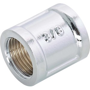 Manicotto filettato in ottone cromato, 14,9 mm (Rp 3/8) per raccordi filettati.