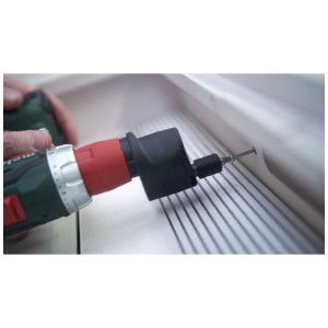 Metabo Exzenteraufsatz Quick am Schrauber für präzise Schraubarbeiten nah an Kanten und Wänden. Ideal für enge Stellen.