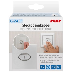 Reer Steckdosenkappen für Schweizer Steckdosen, 8er-Pack, zum Schutz vor Stromschlägen.