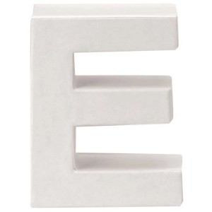 Lettre "E" en carton blanc, hauteur 10 cm, idéale pour le bricolage et la décoration.