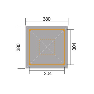 Pianta Weka Gazebo in legno Paradiso, 304x304 cm, dimensione 3. Misure e dettagli del gazebo da giardino.