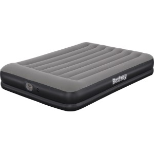 Materasso gonfiabile Bestway Tritech Queen grigio, 203x152x36 cm, con pompa USB per campeggio e casa.
