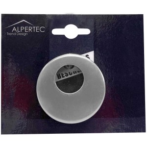Rosetta Alpertec, acciaio inox satinato, per ferramenta per porte. Forma rotonda, colore argento.