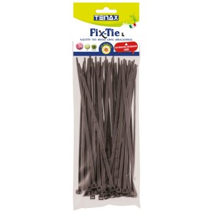 Tenax Fix-Tie L colliers de serrage, 20cm, 50 pcs, plastique, noir, pour brise-vue balcon.