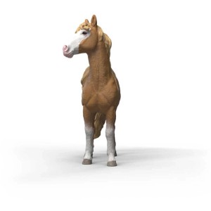 Schleich Horse Club Mustang cavalla (14920) con manto bianco e marrone e criniera color crema.