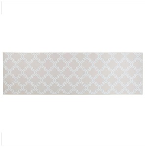 Tappeto passatoia beige con motivo marocchino, pelo corto, 60x200 cm.