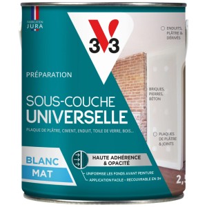 V33 Fondo universale aggrappante bianco opaco, latta da 2,5 l. Primer per interni per un'adesione ottimale.