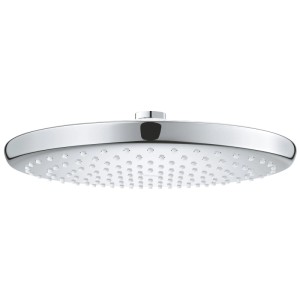 Douche de tête Grohe Vitalio Start 250, douche de pluie ronde avec finition chromée et dos blanc.
