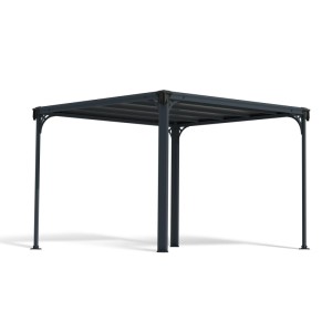 Gazebo da giardino Canopia Milano 3.1x3.1 antracite, con robusto telaio in alluminio e tetto resistente ai raggi UV.
