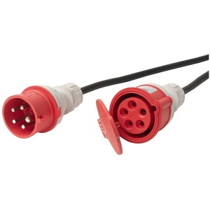 Prolunga industriale Steffen, 5 m, IP44, per esterni. Spina e presa CEE rosse.