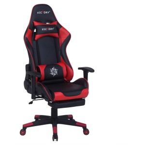 Sedia gaming Beliani Victory, nero-rosso in ecopelle, con poggiapiedi e memory foam.