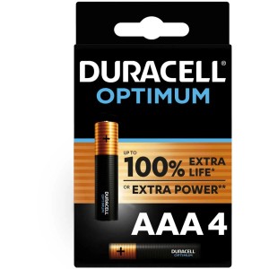 Confezione da 4 batterie Duracell Optimum AAA. Batterie alcaline micro per dispositivi ad alto consumo.