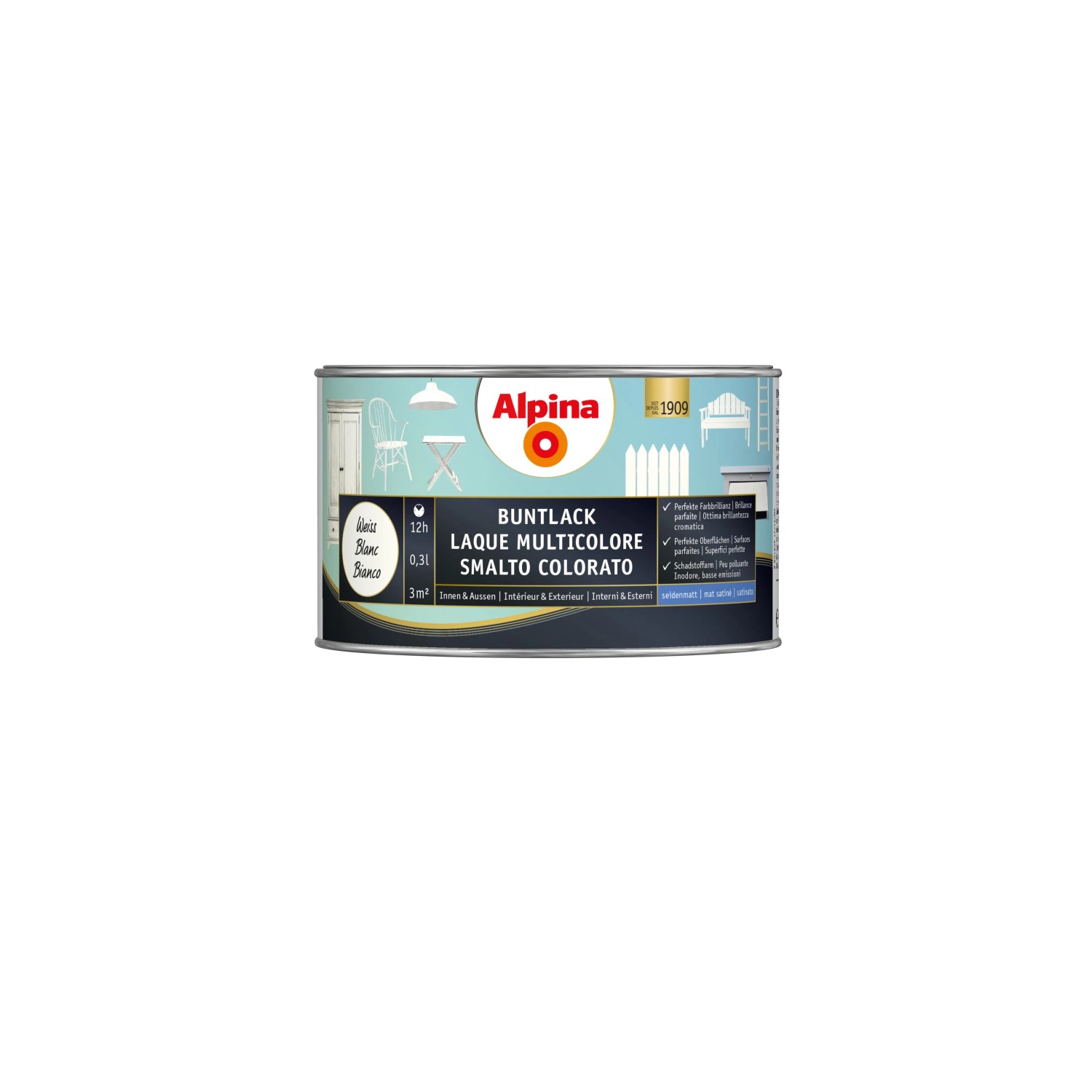 LudwigLacke Sprühlack RAL 9010 Reinweiß Seidenmatt – 400 Ml, Für Innen & Außen, Made In Germany