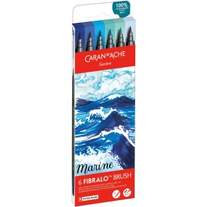 Caran d'Ache Fasermaler Fibralo Brush Marine 6er-Set