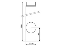 Firefix Rauchrohr gemufft mit Reinigungstür Schwarz Ø 150 x 1'000 mm