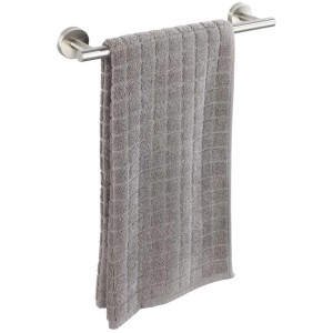 Wenko Bosio portasciugamani, acciaio inox opaco, con asciugamano grigio. Porta asciugamano per bagno.