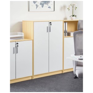 Beliani Armoire de bureau Zehna marron clair/blanc 117 x 80 x 40 cm